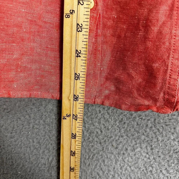 Banana Republic top women 2P orange chambray button up linen blend office career - Picture 2 of 7